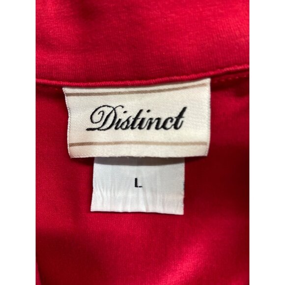 Distinct Red Tunic Top Large Lace Trim 3/4 Sleeve Split Neck Blouse Boho Chic - Picture 3 of 8